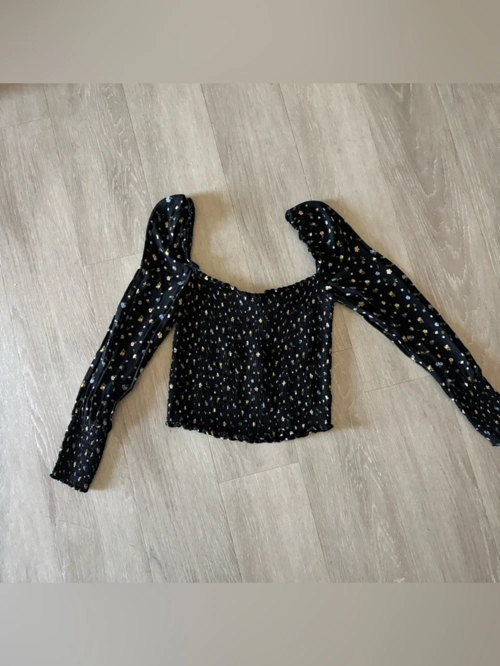 Reformation Pinto Smocked Floral Blouse | XS | Black Floral